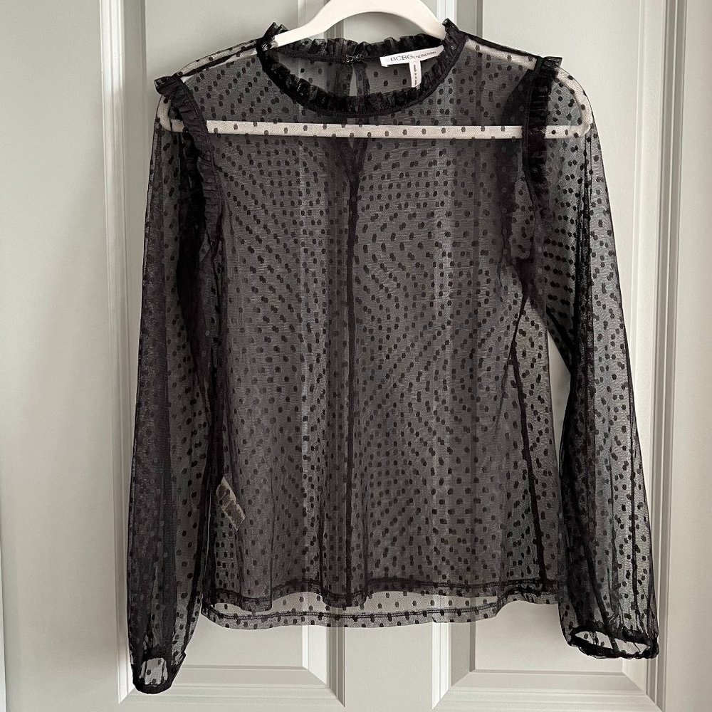 BCBGeneration Polka Dot Sheer Blouse
